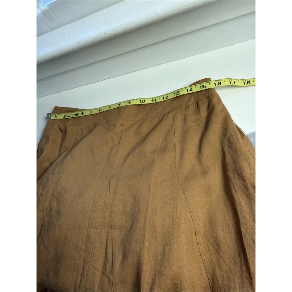 Daniel Rainn  Brown Sz L Linen Blend Skirt Maxi  A-line Cottage Core‎ Boho New